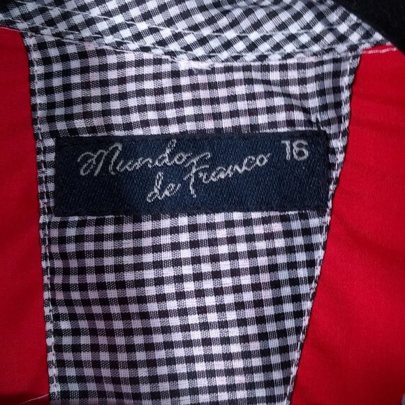 Franco De Mundo red button up shirt long sleeve fits size S - Picture 5 of 6